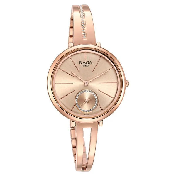 Raga Viva Rose Gold Dial Metal Strap Watch