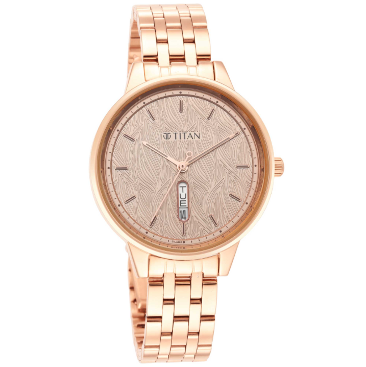 Workwear Rose Gold Dial Red Stainless Steel Strap Watch-Titan-Albatel