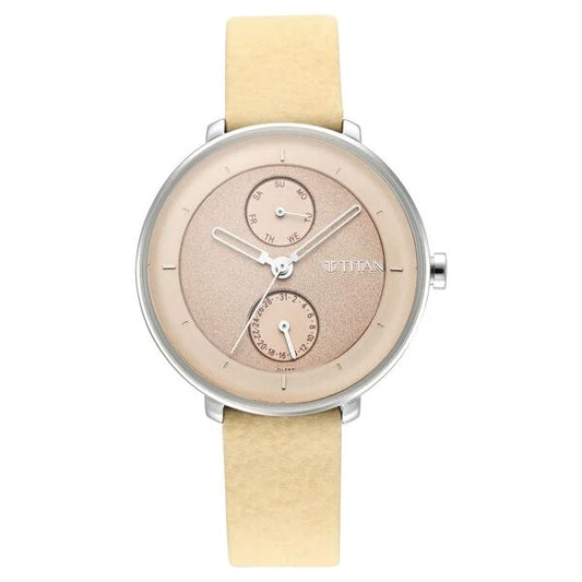 Pastel Dreams Brown Dial Sand Leather Strap Watch