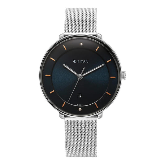 Titan Noir Blue Dial Analog Stainless Steel Strap Watch for Women-Titan-Albatel