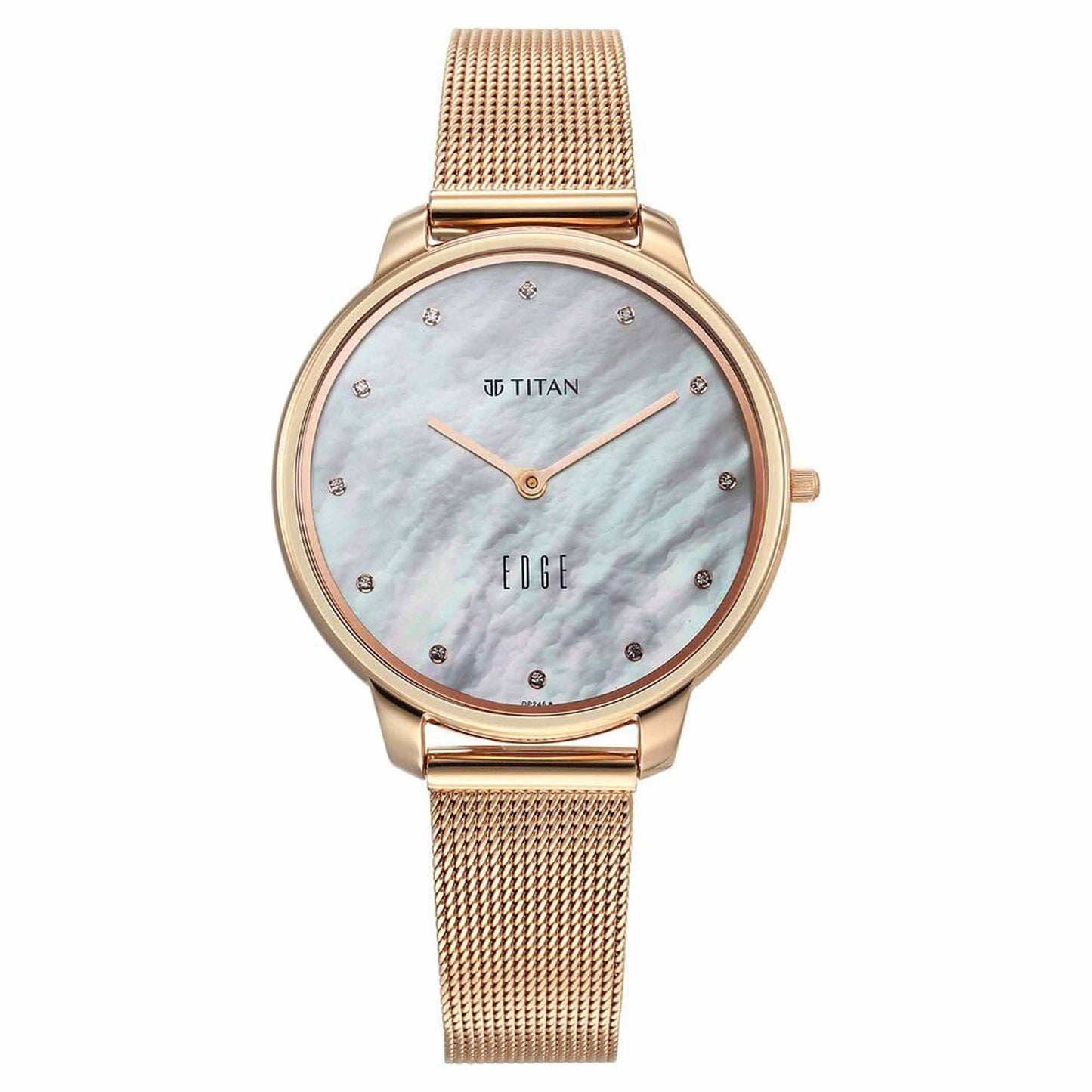 Titan Edge Allure Slim Stainless Steel Strap Mother of Pearl Dial Analog Watch for Women