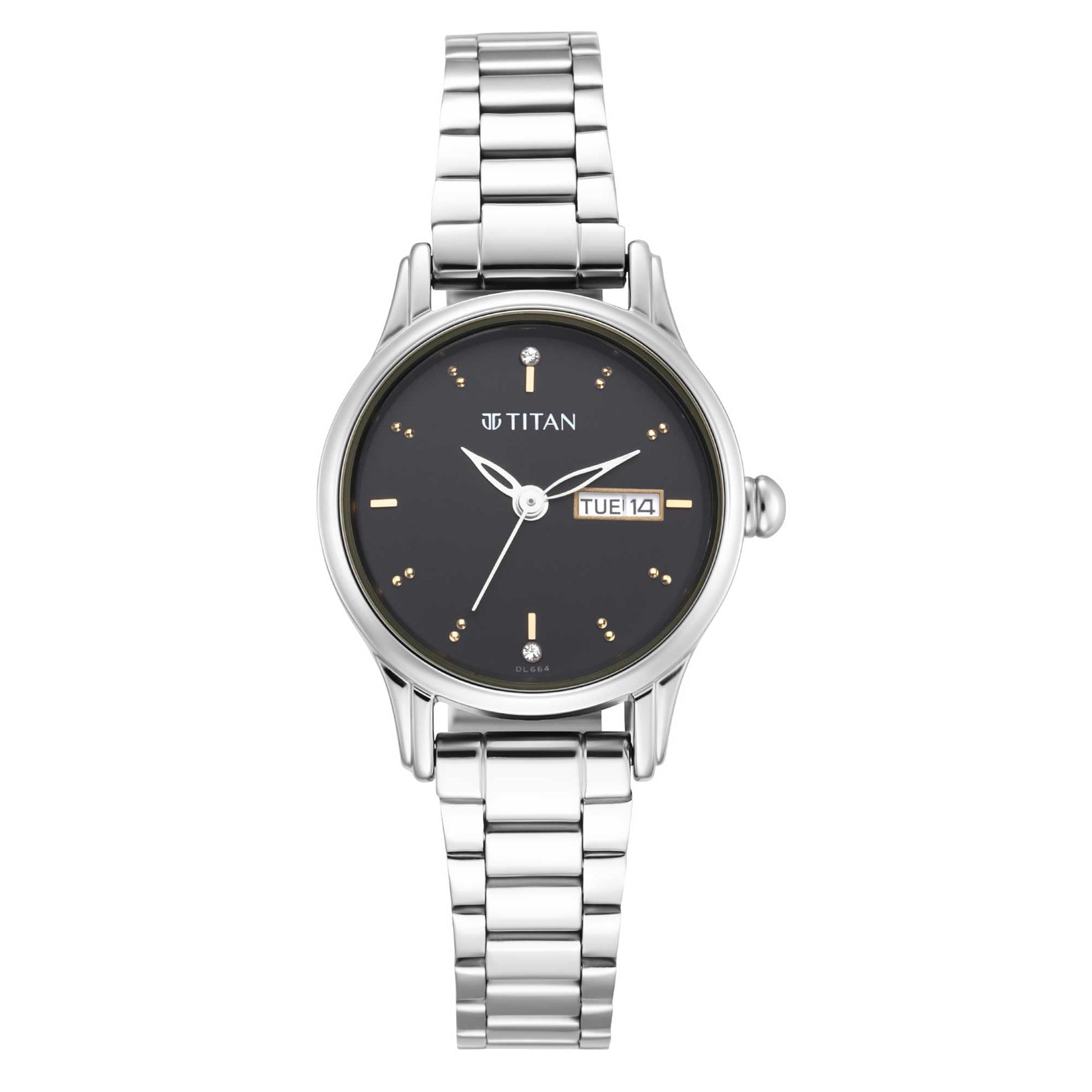 Lagan Black Dial Metal Strap Watch