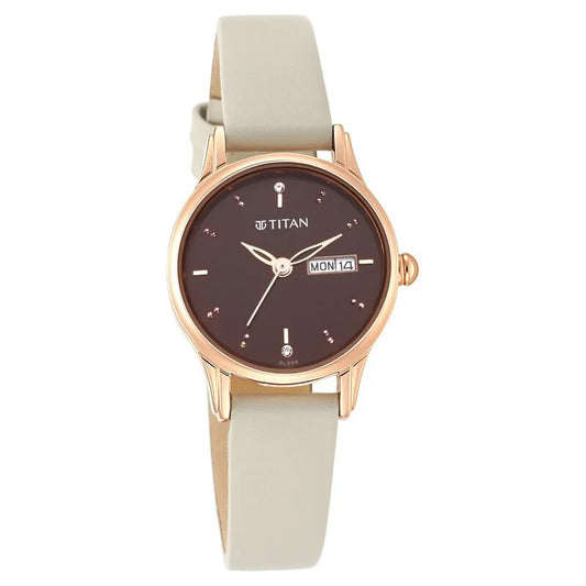 Lagan Brown Dial Leather Strap Watch