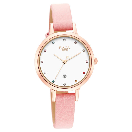 Raga Viva Watch with White Dial & Brass Strap-Titan-Albatel