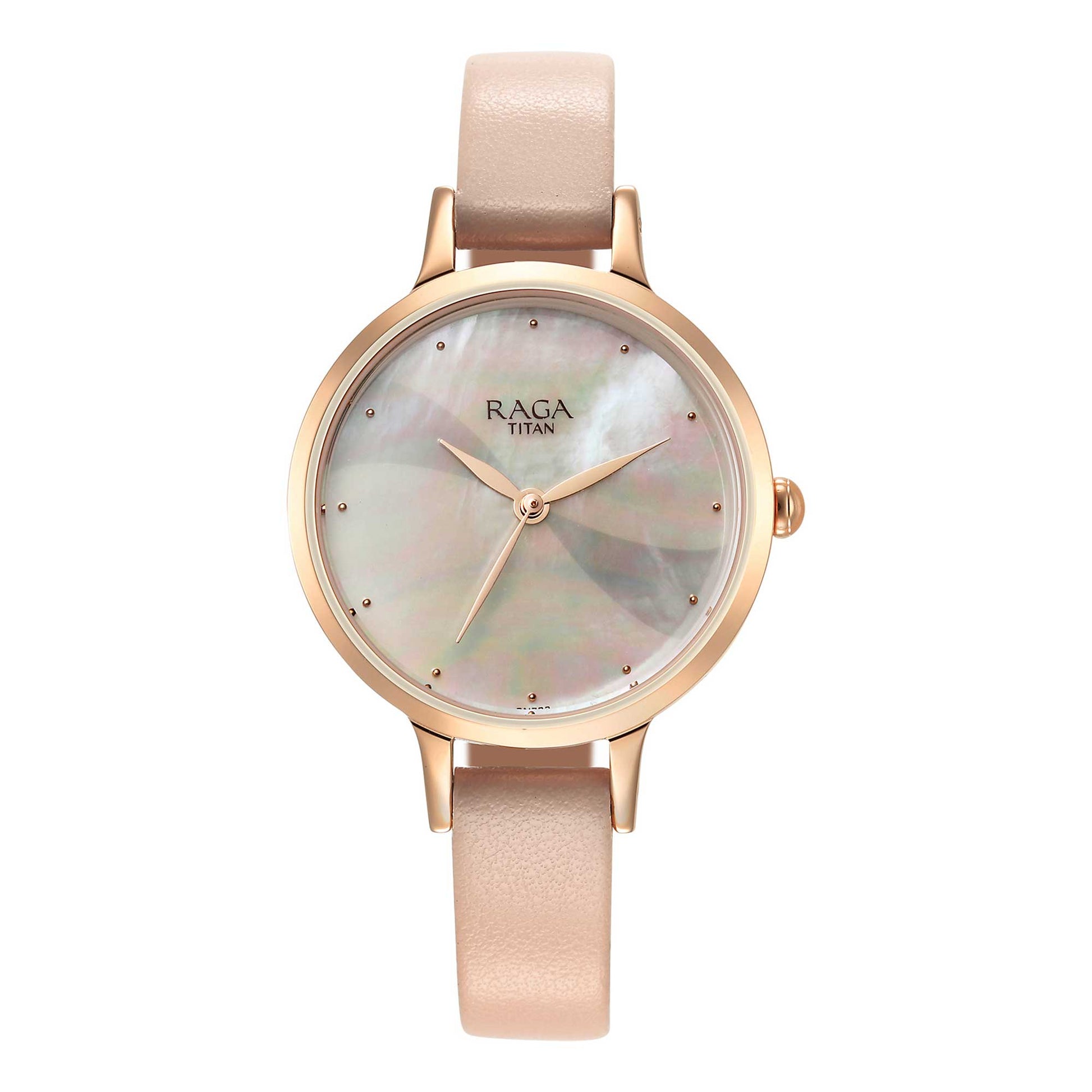 Quartz Analog Mother Of Pearl Dial Leather Strap Watch for Women