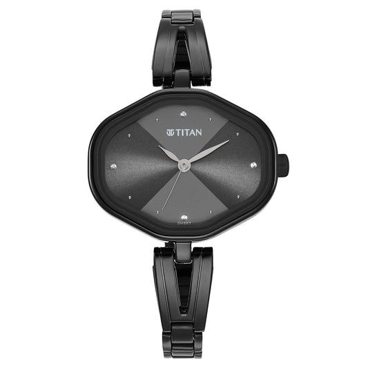 Ladies Karishma Black Dial Metal Strap Watch-Titan-Albatel