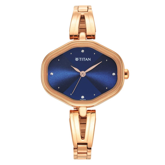 Ladies Karishma Blue Dial Metal Strap Watch-Titan-Albatel