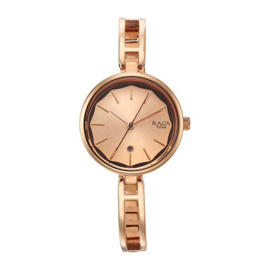 Titan Raga Viva White Dial Metal Strap Watch for Women-Titan-Albatel