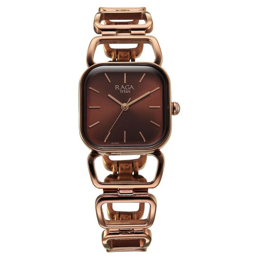 Titan Raga Ascend Quartz Analog Brown Dial With Brown Color Metal Strap Watch For Women