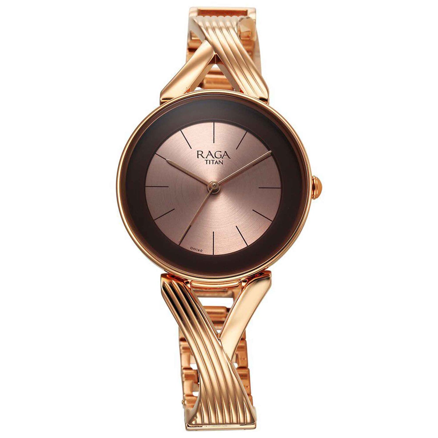 Titan Raga Chic Quartz Analog Rose Gold Dial Metal Strap Watch for Women