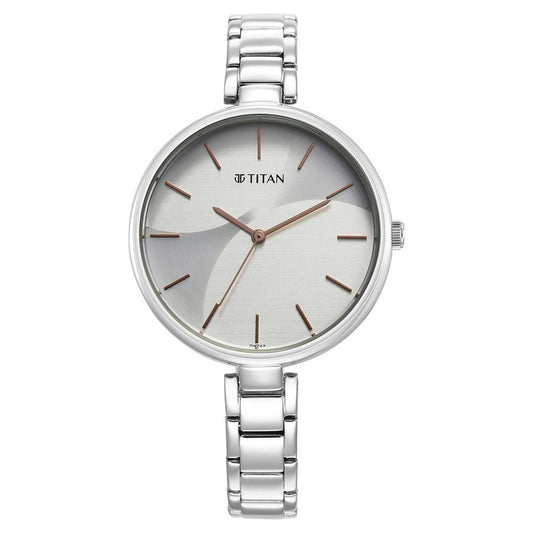 Titan Purple Stackables Quartz Analog Two Toned Dial Stainless Steel Strap Watch for Women