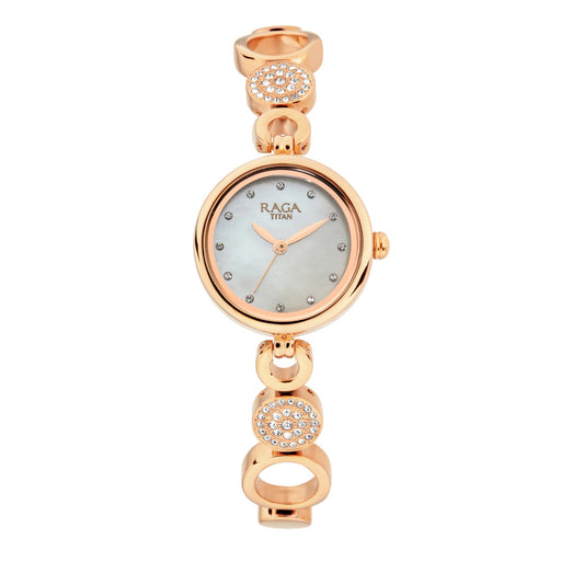 Raga Mother of Pearl Dial Studded Watch