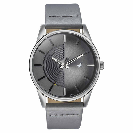 Fastrack Stunnerse Quartz Analog Grey Dial Leather Strap Watch for Guys