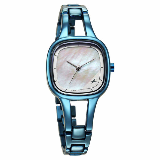 Fastrack Pulse Quartz Analog Mother Of Pearl Dial Metal Strap Watch for Girls