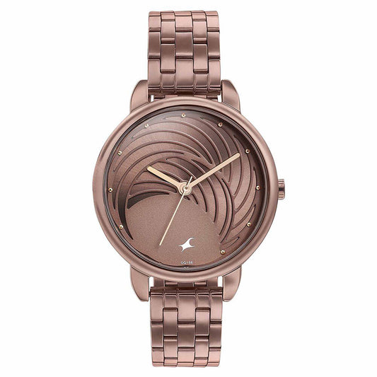 Fastrack Stunnerse Quartz Analog Brown Dial Stainless Steel Strap Watch for Girls