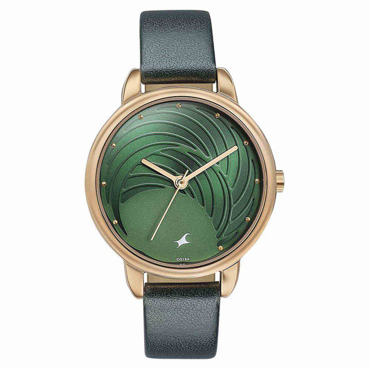 Fastrack Stunnerse Quartz Multifunction Green Dial Leather Strap Watch for Girls