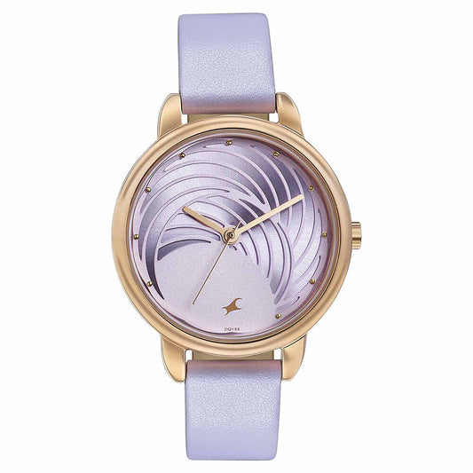 Fastrack Stunnerse Quartz Multifunction Purple Dial Leather Strap Watch for Girls