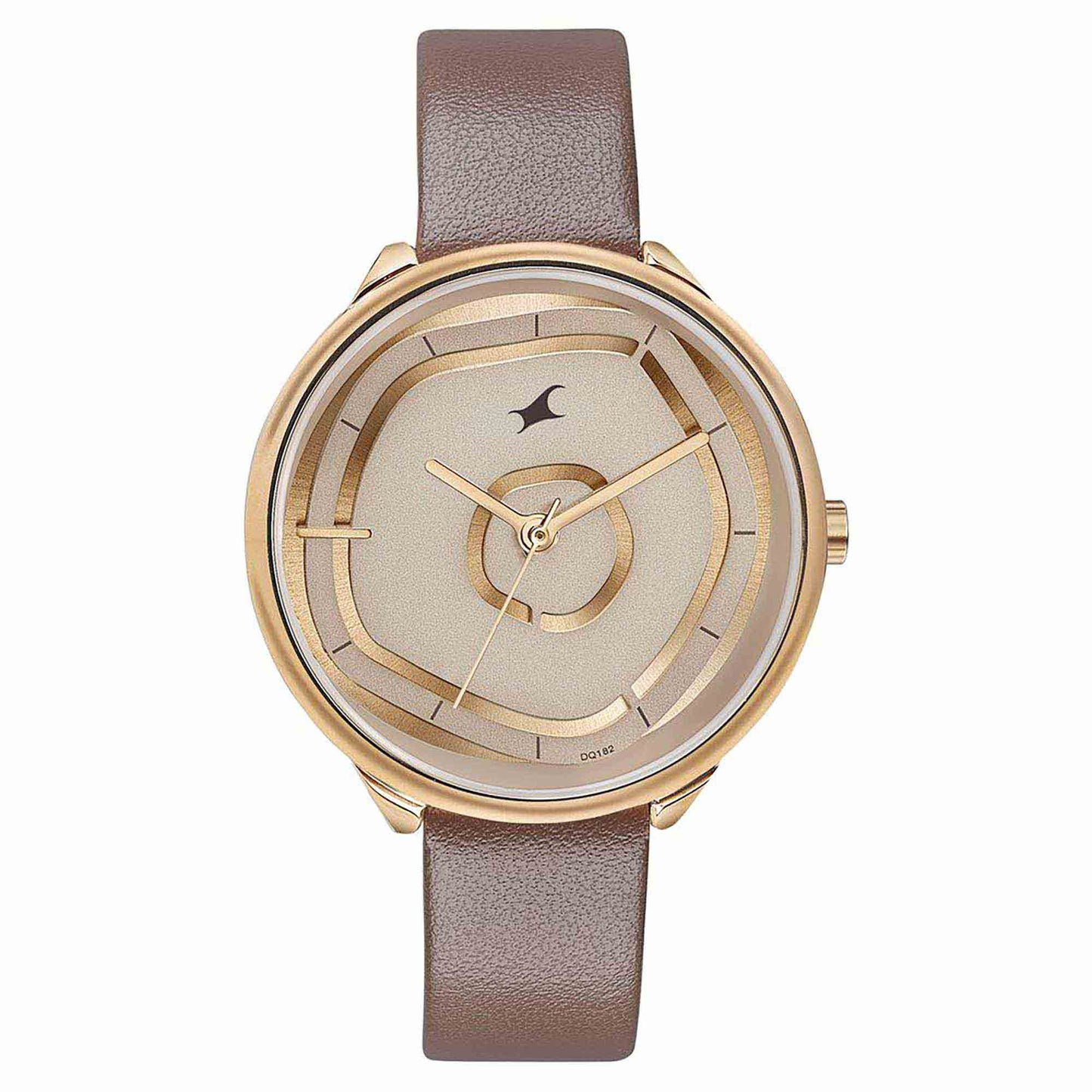 Fastrack Stunnerse Quartz Multifunction Rose Gold Dial Leather Strap Watch for Girls