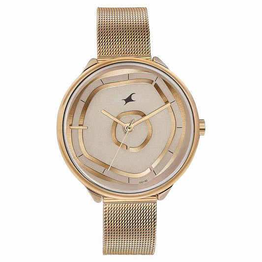 Fastrack Stunnerse Quartz Multifunction Rose Gold Dial Stainless Steel Strap Watch for Girls