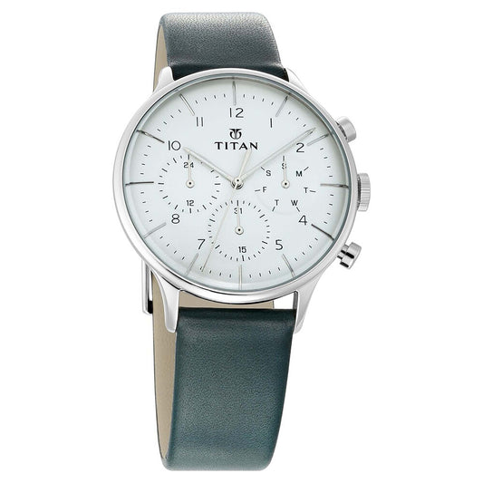 On Trend White Dial Leather Strap Watch