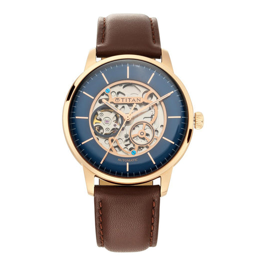 Titan Automatics Blue Dial Automatic Leather Strap watch for Men