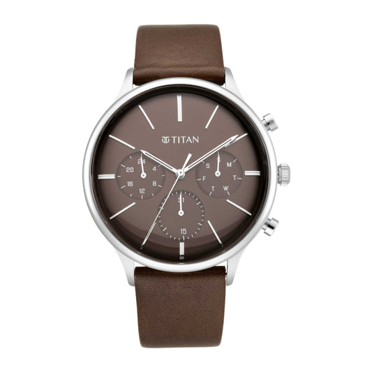 Light Leathers Watch with Brown Dial & Brown Leather Strap