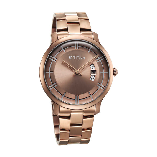 Titan Clasique Slim Quartz Analog with Date Coffee Brown