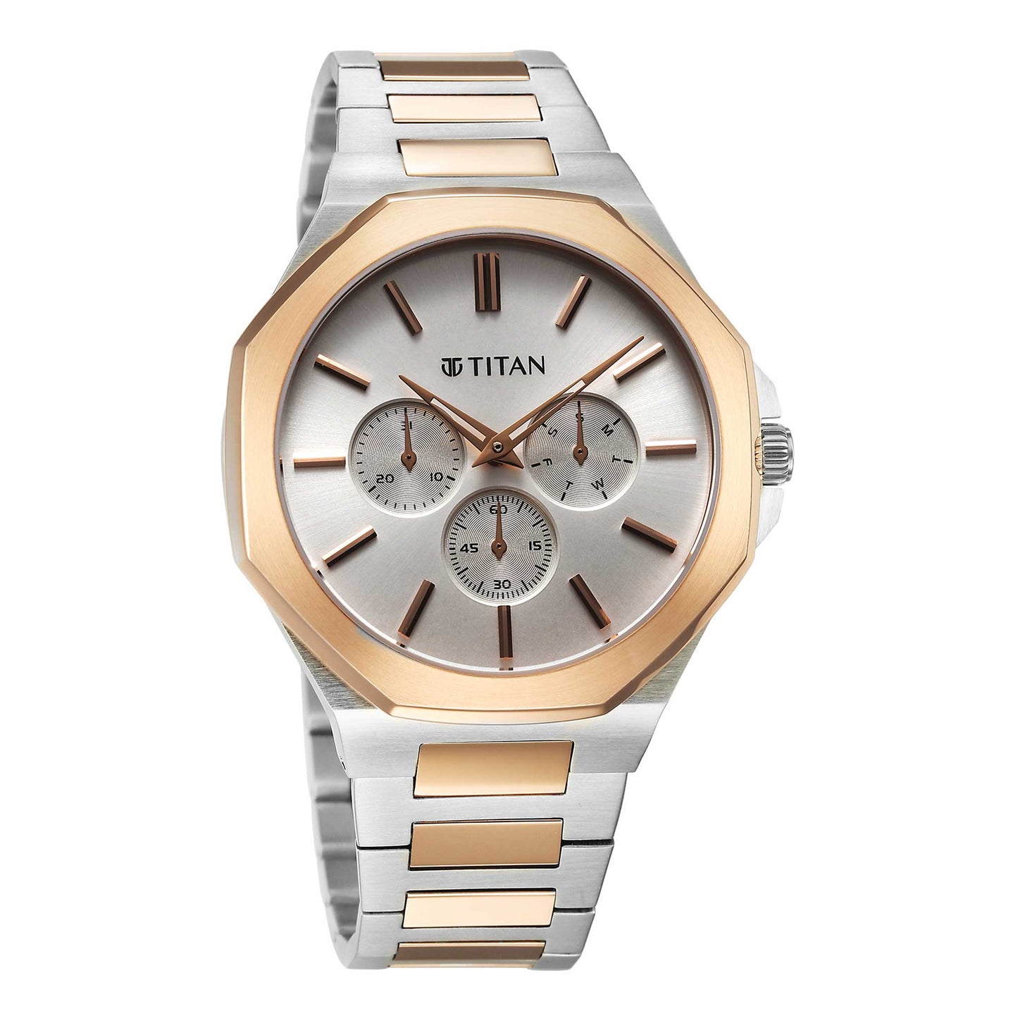 Titan Classic Slim Multifunction Quartz Multifunction Silver Dial Stainless Steel Strap Watch For Men