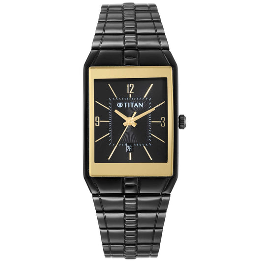 Karishma Black Dial Brass Strap Watch