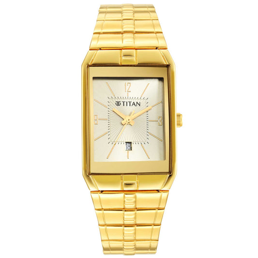 Karishma Champagne Dial Brass Strap Watch