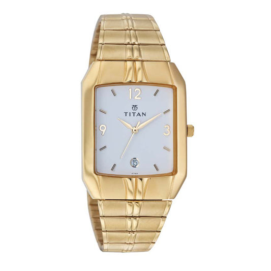 White Dial Metal Strap Watch