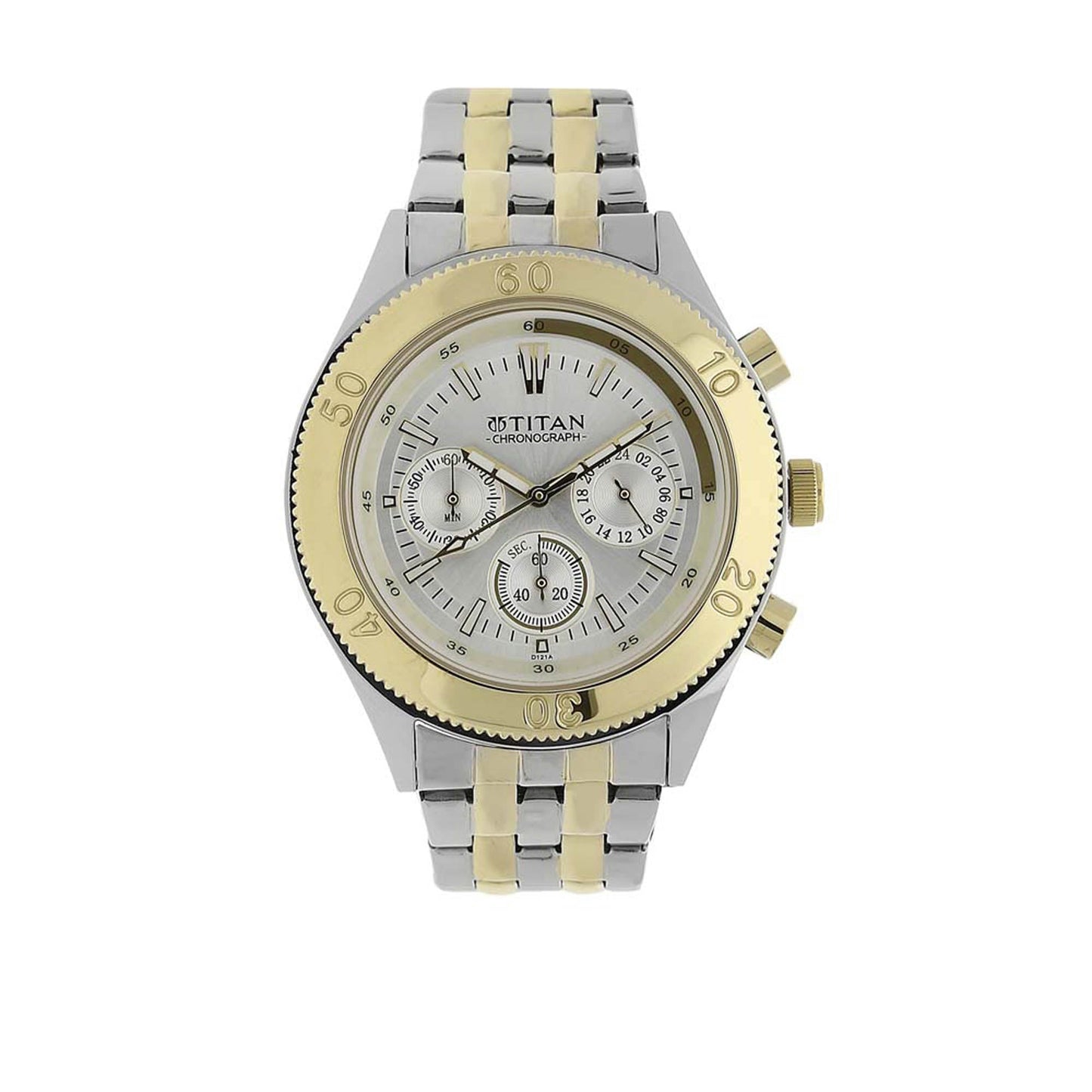 Titan Silver Dial Chronograph Watch for Men