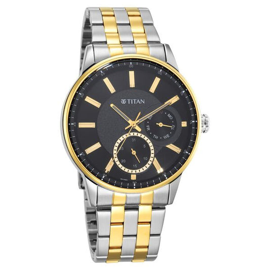 Regalia Opulent Black Dial Two Toned Stainless Steel Strap Watch