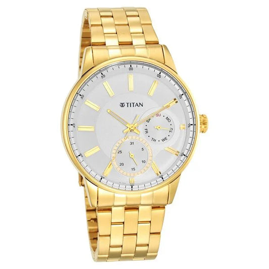 Regalia Opulent White Dial Golden Stainless Steel Strap Watch