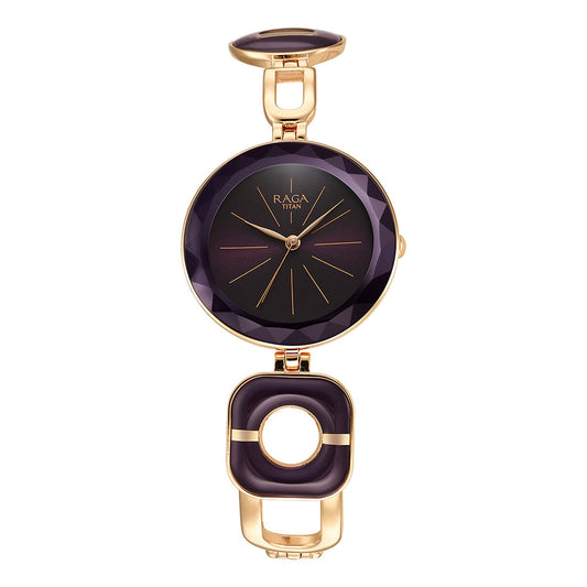 Raga Delight Purple Dial Metal Strap Watch-Titan-Albatel