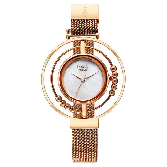 Raga Delight Mother Of Pearl Dial Stainless Steel Strap Watch-Titan-Albatel
