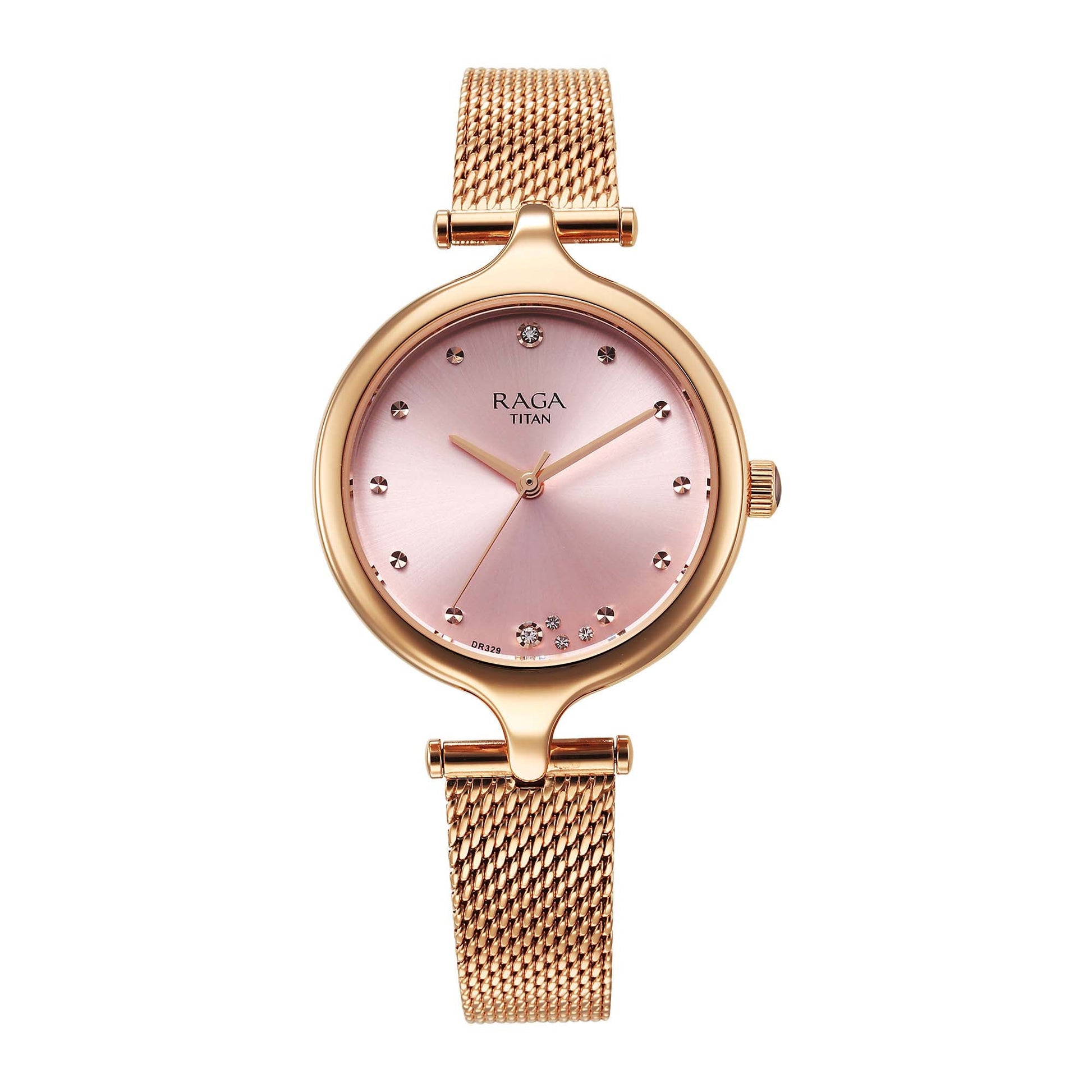 Titan Raga Showstopper Quartz Analog Rose Gold Dial Metal Strap Watch For Women