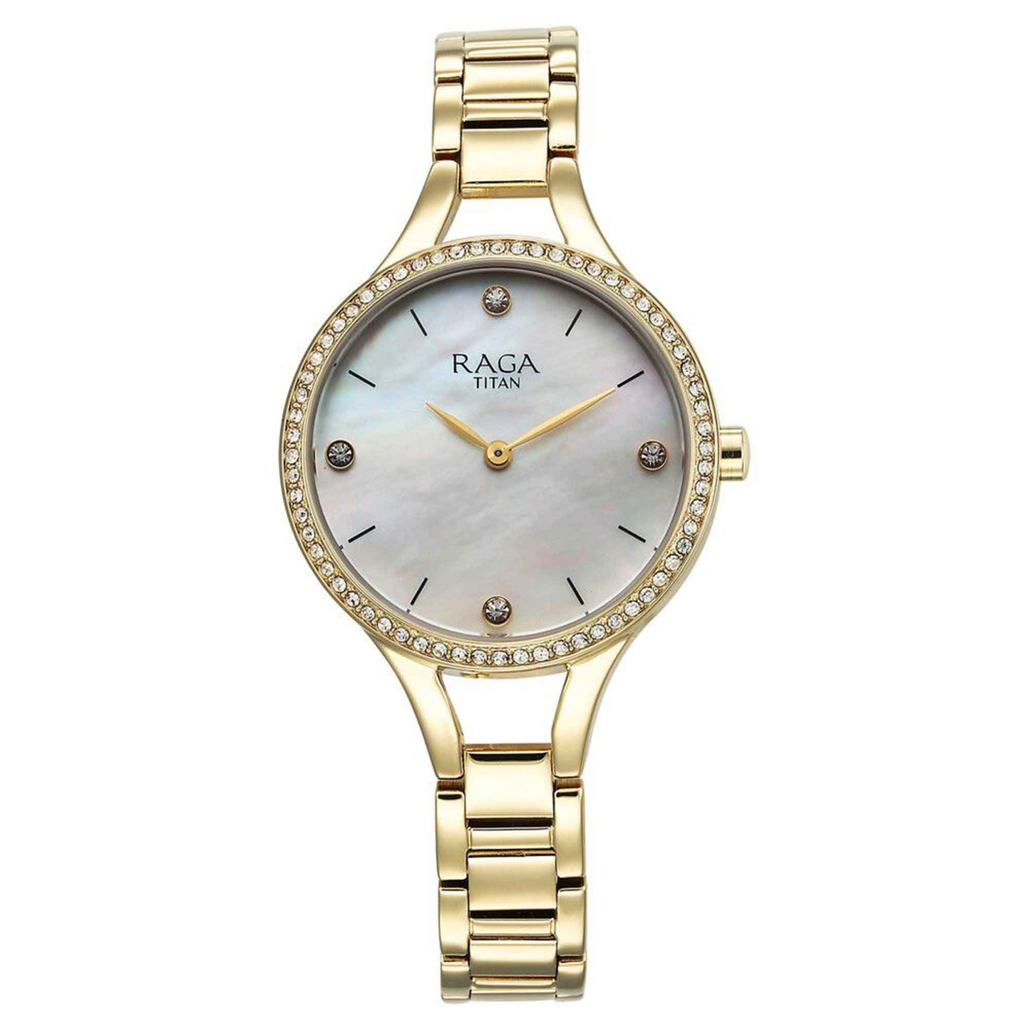 Titan Raga Showstopper Quartz Analog Mother Of Pearl Dial Metal Strap Watch for Women