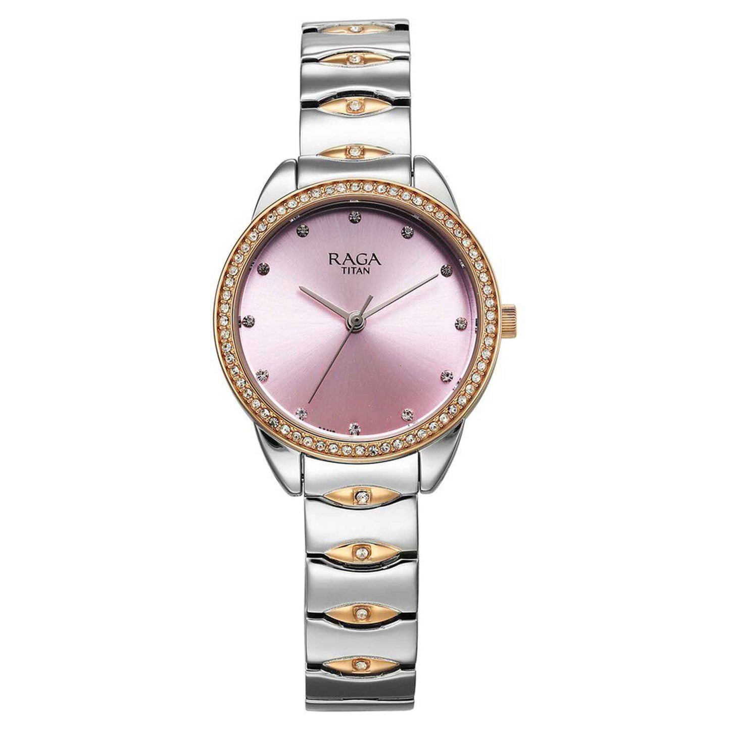 Titan Raga Showstopper Quartz Analog Purple Dial Metal Strap Watch for Women