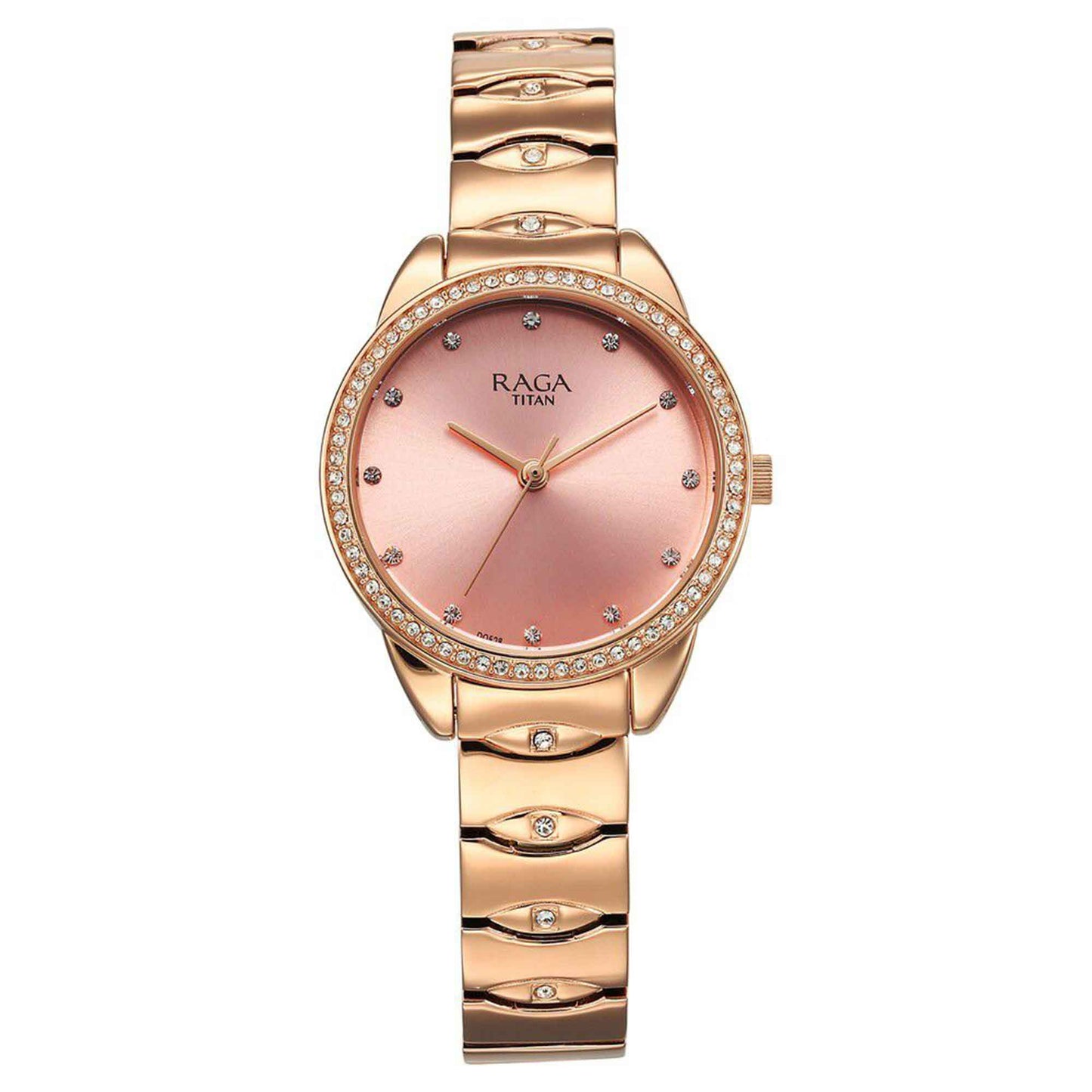 Titan Raga Showstopper Quartz Analog Pink Dial Metal Strap Watch for Women