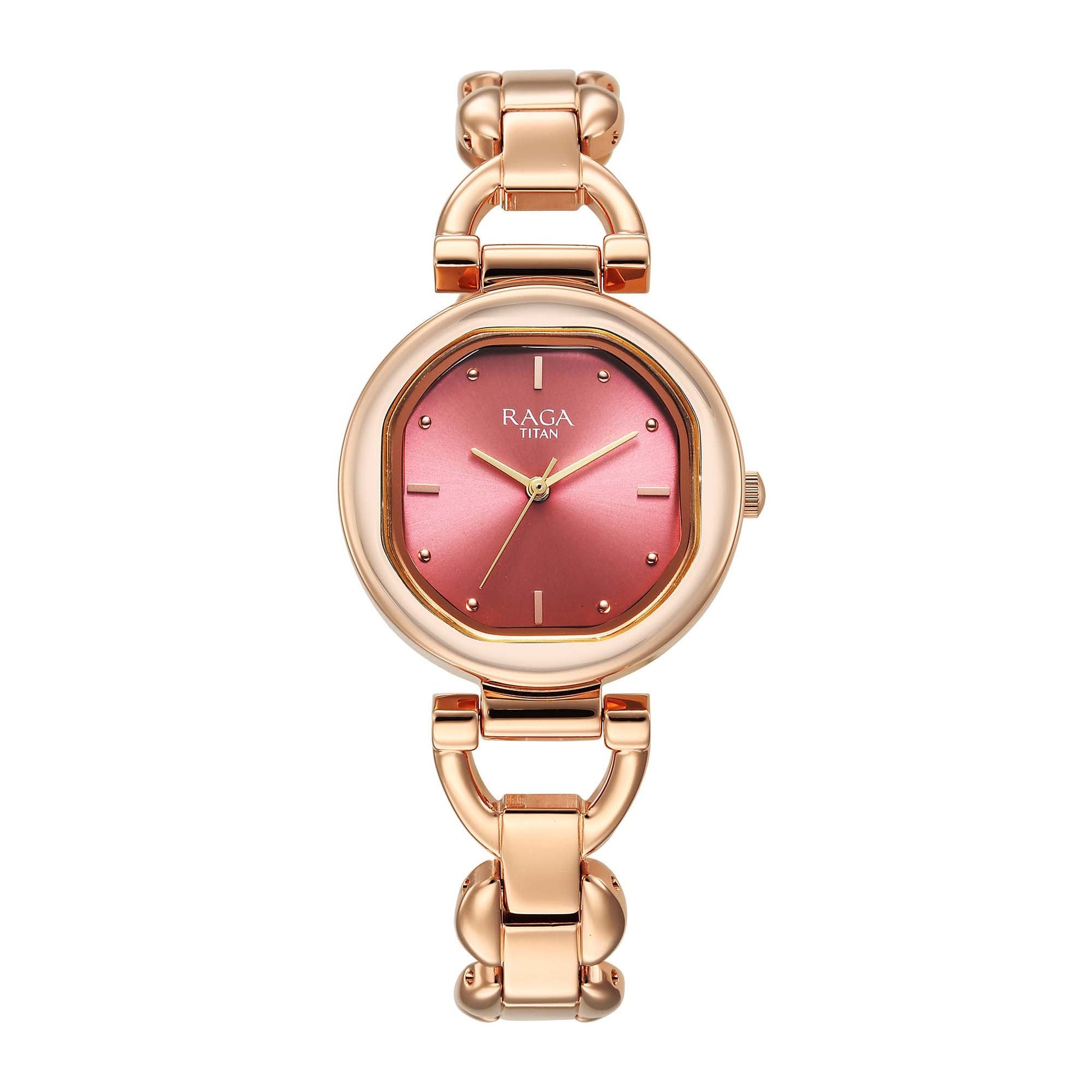 Titan Raga Showstopper Quartz Analog Pink Dial Metal Strap Watch For Women