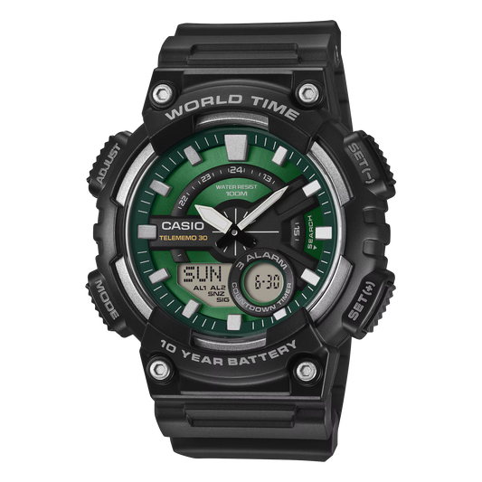 Casio Analog-Digital Green Dial Watch for Men