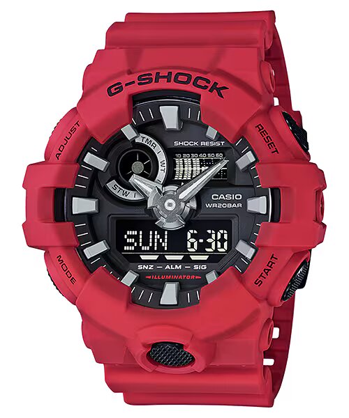 ساعة كاسيو جي شوك الرياضية باللون الأحمر للرجال