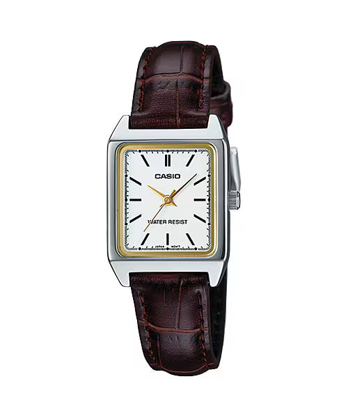 Casio Dark Brown Analog Leather Strap Women's Watch-Casio-Albatel