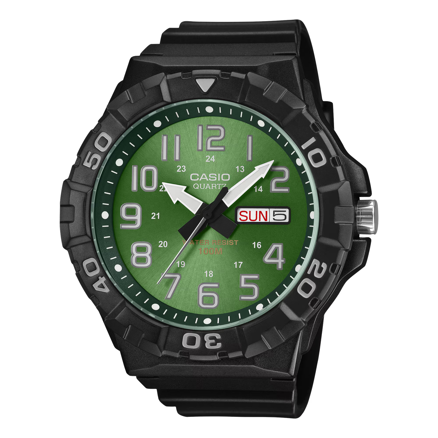 Casio Green Dial Black Resin Band Watch for Men