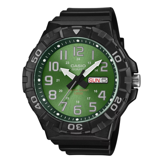 Casio Green Dial Black Resin Band Watch for Men