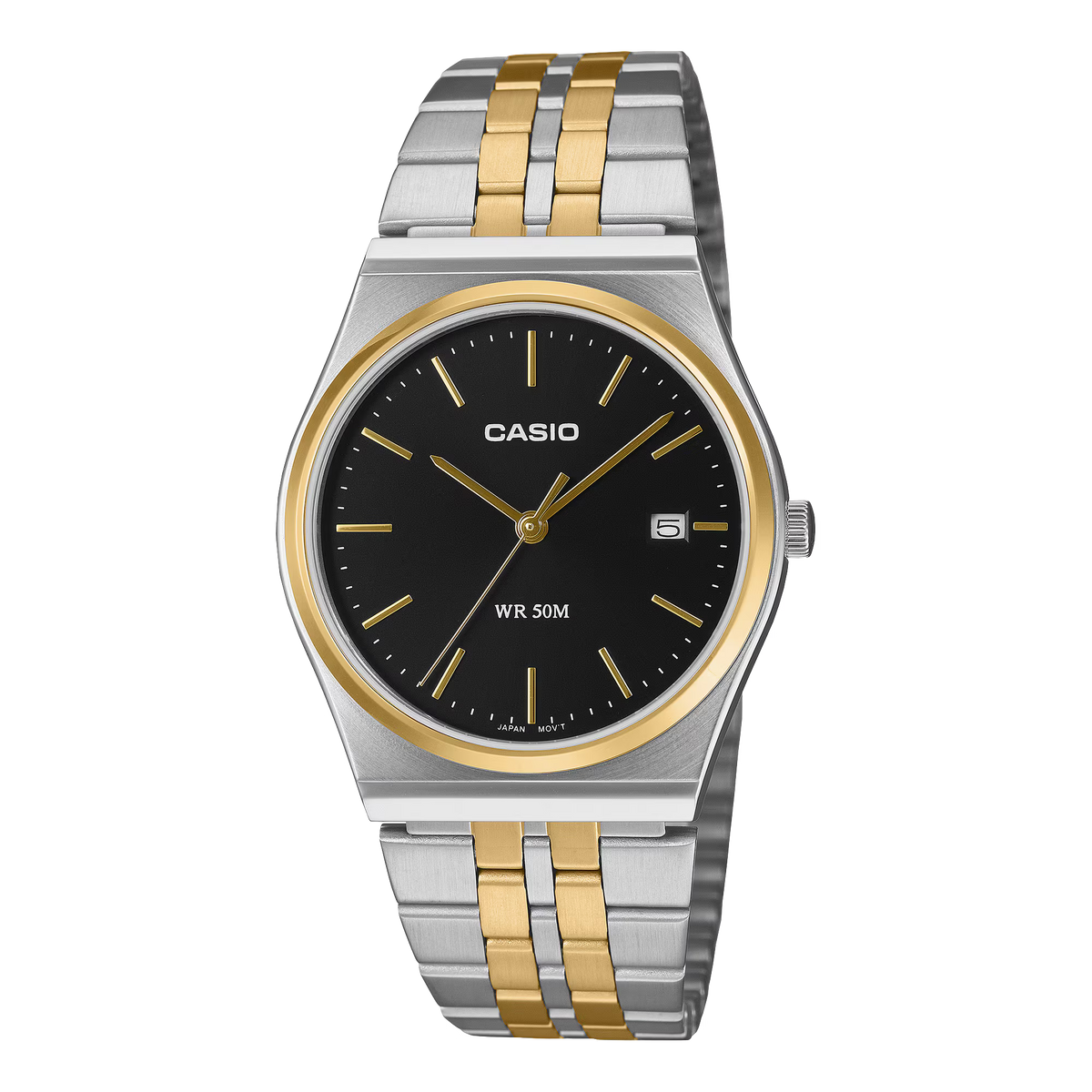Classic Integrated Two-Tone Black Dial Watch