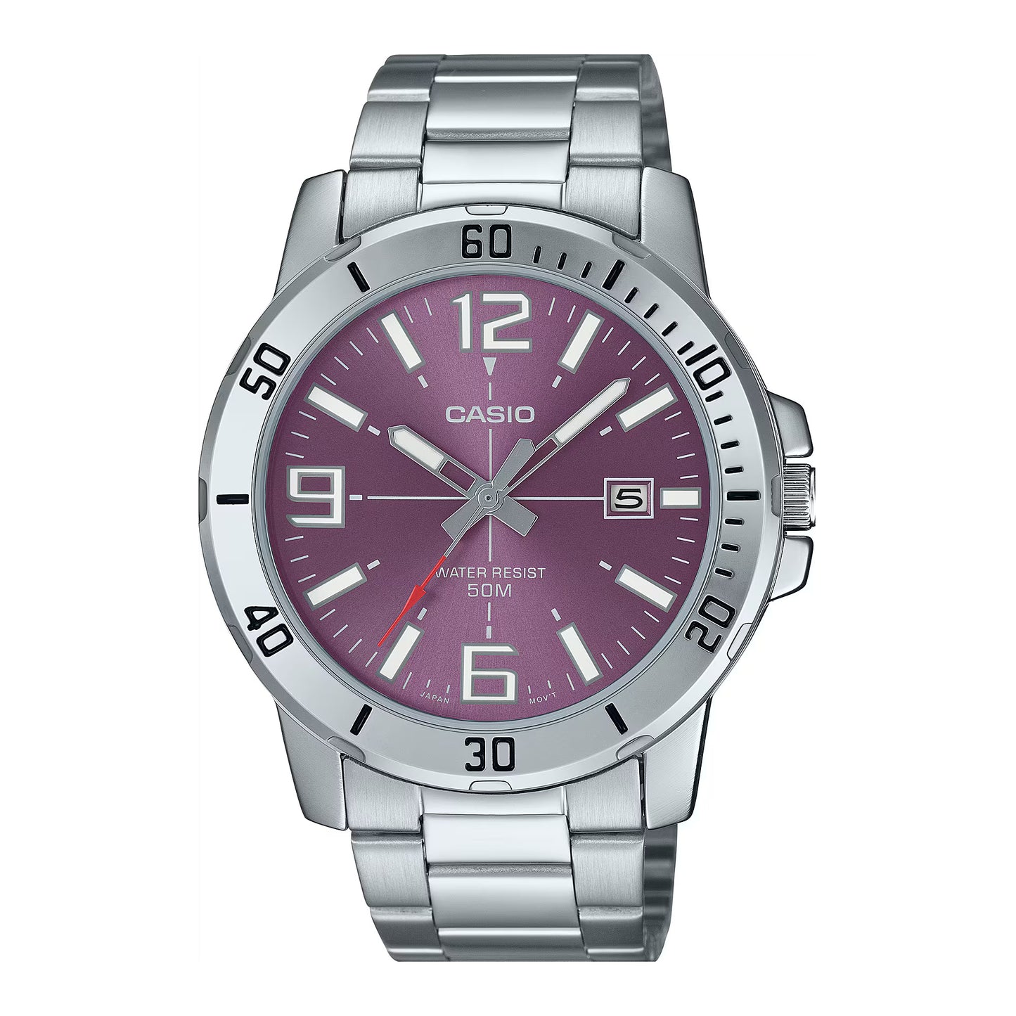 Casio Men's Watch Analog Purple Dial With Silver-Casio-Albatel