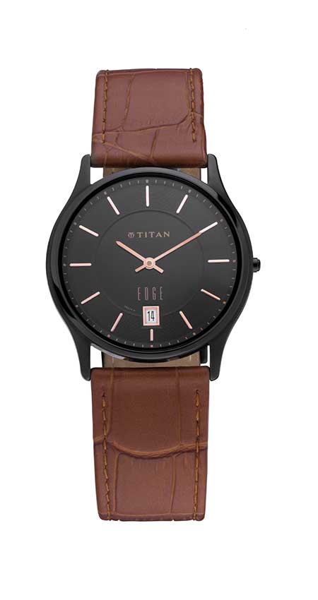 Titan Edge Brown Dial Watch with Date function for Men-TITAN-Albatel