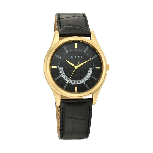 Lagan - Black Dial Leather Strap-TITAN-Albatel